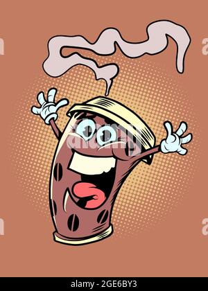 Cute Coffee Cup Isolated White Cartoon Character Happy Design Stock Vector  by ©Huhli13 467696704