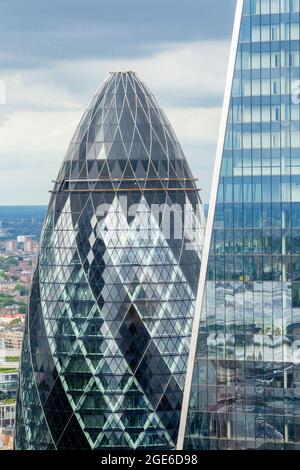 30 St Mary Axe, the Gherkin tower in the London financial, England Stock Photo
