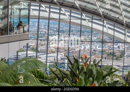 The inside of the Sky Garden viewing point in the Walkie Talkie tower in London Stock Photo