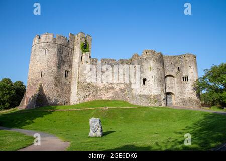 Chepstow's Norman castle in Chepstow, Wales Stock Photo