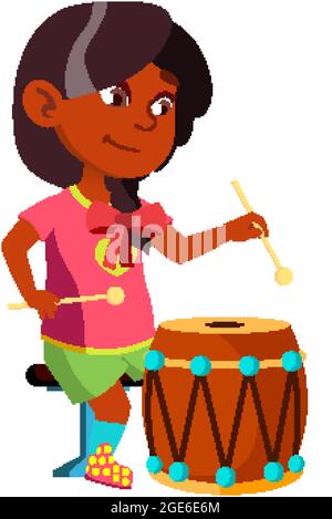 Niña, niño, juego, en, tambor, musicalNiña, niño, juego, en, tambor, musical  