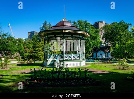 ornate wooden bandstand built in 1887 to commemorate Queen Victoria’s Golden Jubilee,by Henry Busch, a Halifax resident  in the Halifax Public Stock Photo