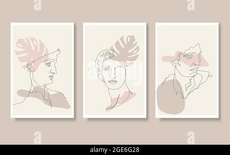Antique characters set. Line art. Stock Vector