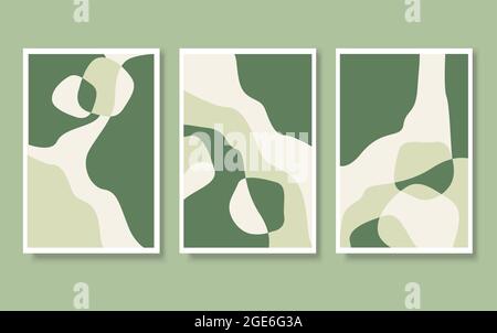 Set of art works in green colors Stock Vector