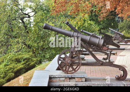 Old cannon in the city Stock Photo