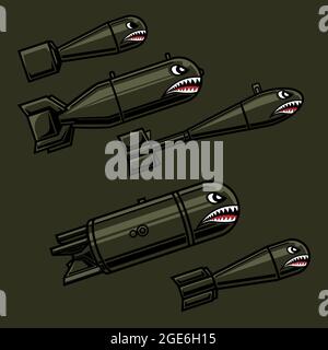 five vector bombs and different shapes Stock Vector