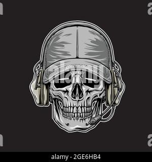 tactical head skull vector, in the dark beground Stock Vector