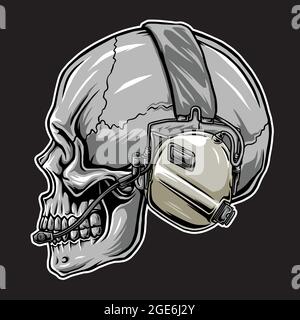 tactical head skull vector, in the dark beground Stock Vector