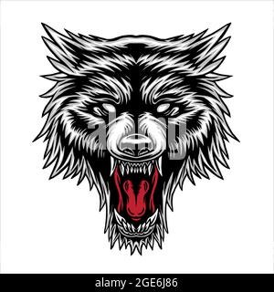 head wolf in the white beground Stock Vector