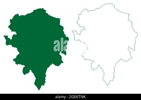 Champawat district (Uttarakhand or Uttaranchal State, Republic of India) map vector illustration, scribble sketch Champawat map Stock Vector