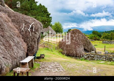 The Highland Folk Museum, Newtonmore, Cairngorms National Park, Scottish Highlands, UK. The Highland Folk Museum is recognised as Britain's first main Stock Photo