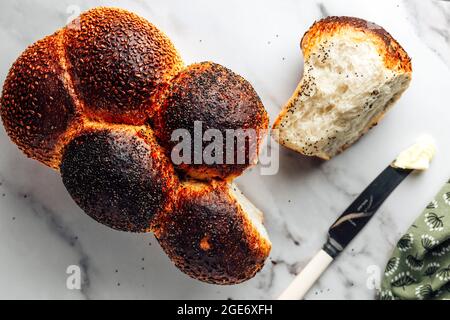 Poppy Seed Plaited White Loaf – FOODPIX WHITE Stock Photo