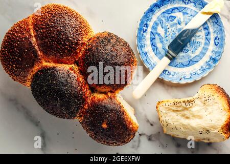 Poppy Seed Plaited White Loaf – FOODPIX WHITE Stock Photo