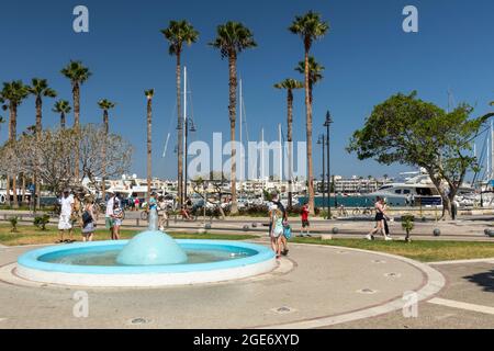 Fountain near the harbour in Kos Town, Kos, Dodecanese Islands, Greece Stock Photo