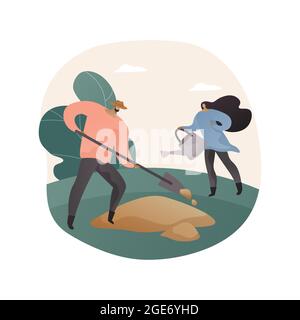 Cultivating the soil abstract concept vector illustration. Stock Vector