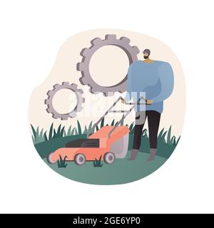 Lawn mowing service abstract concept vector illustration.