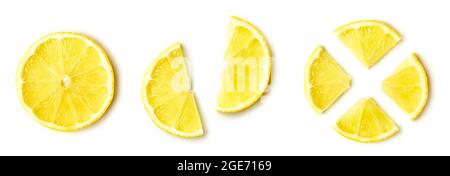 Sliced lemon isolated on white background, top view Stock Photo