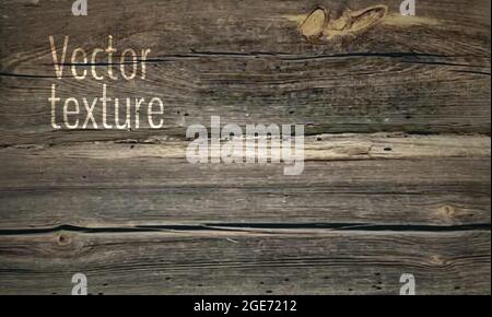Vector wood texture, background of old planks of logs. Grunge retro vintage wood texture, vector background. Vector illustration Stock Vector