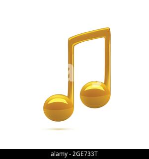 3d Golden Music Notes Vector isolated on white background illustration Stock Vector