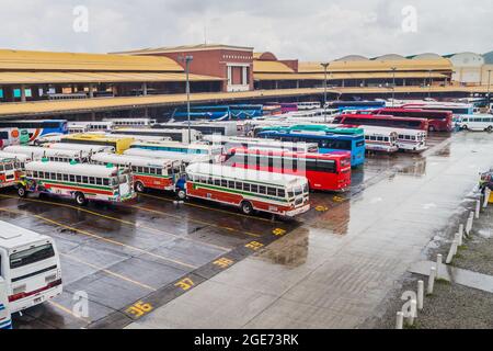 PANAMA CITY, PANAMA - MAY 28, 2016: Buses wait at Albrook Bus Terminal in Panama City. Stock Photo