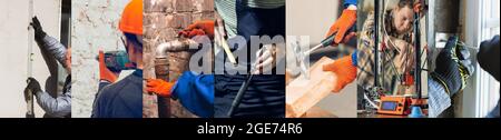 Collage of images of people of different professions during working day. Concept of occupation, job, motivation, hard work Stock Photo