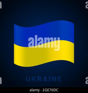 ukraine vector flag. Waving national flag of Italy isolated on dark background. Official colors and proportion of flag. Vector illustration. Stock Vector