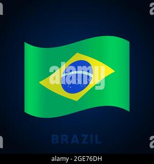 brazil vector flag. Waving national flag of Italy isolated on dark background. Official colors and proportion of flag. Vector illustration. Stock Vector