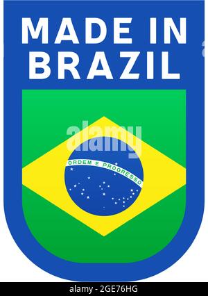 Made in brazil icon. national country flag Stamp sticker. Vector illustration Simple icon with flag Stock Vector