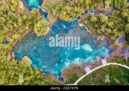 Zelenci Natural Reserve in Slovenia. Aerial Drone View at Fall Colors ...