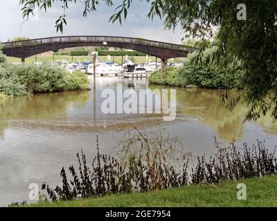 River Severn and Upton Marina at Upton-upon-Severn, Worcestershire. Stock Photo