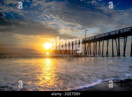 Sunrise at Nags Head Pier in North Carolina Stock Photo