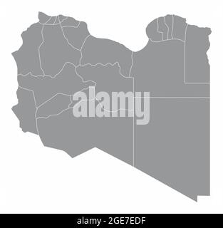 Libya administrative map isolated on white background Stock Vector