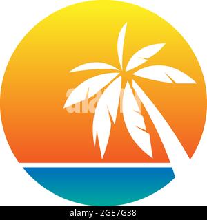 Sunset icon logo vector design template illustrator Stock Vector