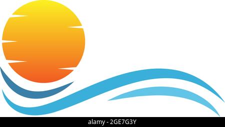 Sunset icon logo vector design template illustrator Stock Vector
