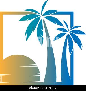Sunset icon logo vector design template illustrator Stock Vector