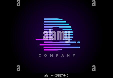 blue pink gradient lines I alphabet letter logo icon for company and ...