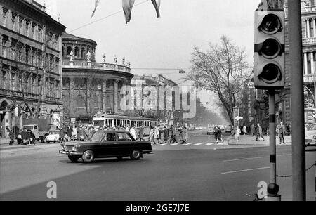 Junction on Andrassy Anenue, Budapest, Hungary in 1958 Stock Photo