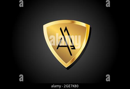 golden shield W luxury alphabet letter logo icon for business and ...