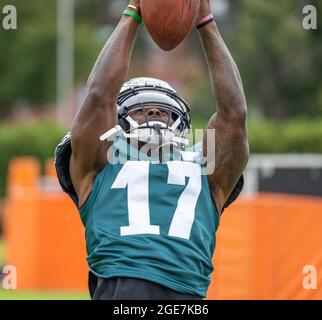 Philadelphia, Pennsylvania, USA. 17th Aug, 2021. NFL running back BOSTON  SCOTT, of the Philadelphia Eagles, at a joint practice session between the  Eagles and the New England Patriots during training camp Tuesday