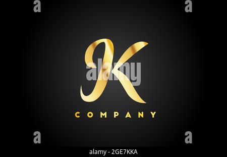 gold golden metal K alphabet letter logo icon for branding. Creative company design for lettering and corporate Stock Vector