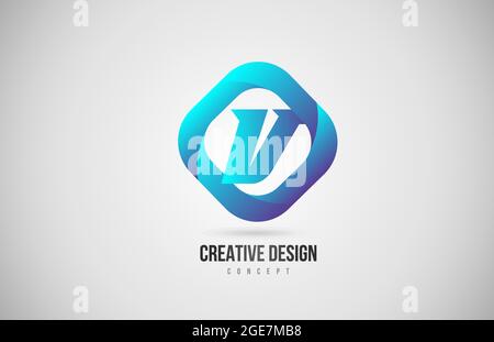 blue gradient V alphabet letter logo icon. Creative design for company Stock Vector