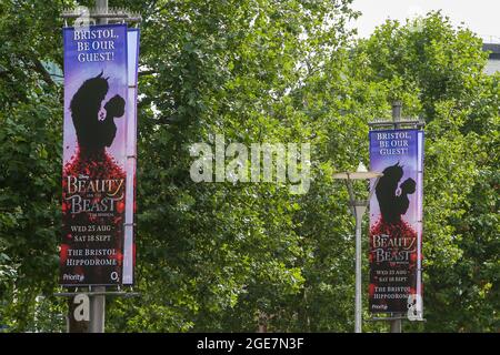 Beauty And The Beast Adverts On Display In Bristol As Disney S Musical Returns To The Uk Stage With Performance At Bristol Hippodrome From 25 August Until 18 September 2021 Photo By Dinendra