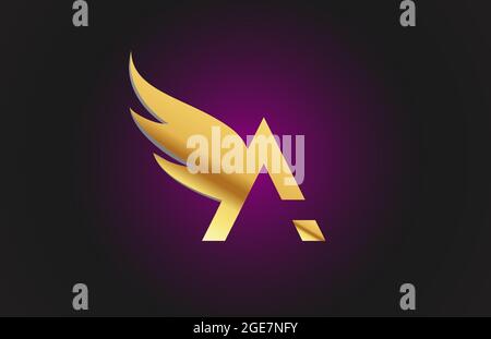 gold golden B wing alphabet letter logo icon. Creative design template ...