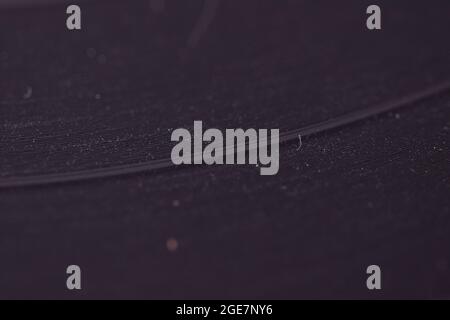 Vinyl enlarged, dust and fern in the grooves with music. Stock Photo