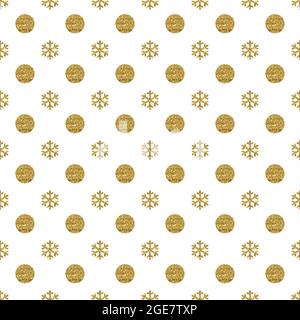 Golden snowflakes on white background. Christmas digital paper Stock Photo