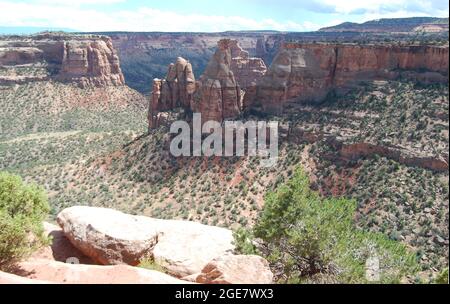 Landscape with rock formations at Colorado National Monument Stock Photo