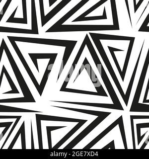 Abstract geometric pattern with stripes, lines. A seamless vector background. Black and white texture. Stock Vector