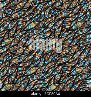 Wave Seamless pattern Blue doodle backdrop Abstract background Vector ...