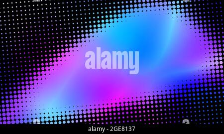 Black dotted frame with multicolored radiant bright gradient neon glow. Refulgent vector graphic background Stock Vector