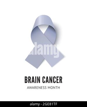 Brain cancer awareness ribbon vector illustration isolated on white background. Concept for brain cancer awareness month Stock Vector